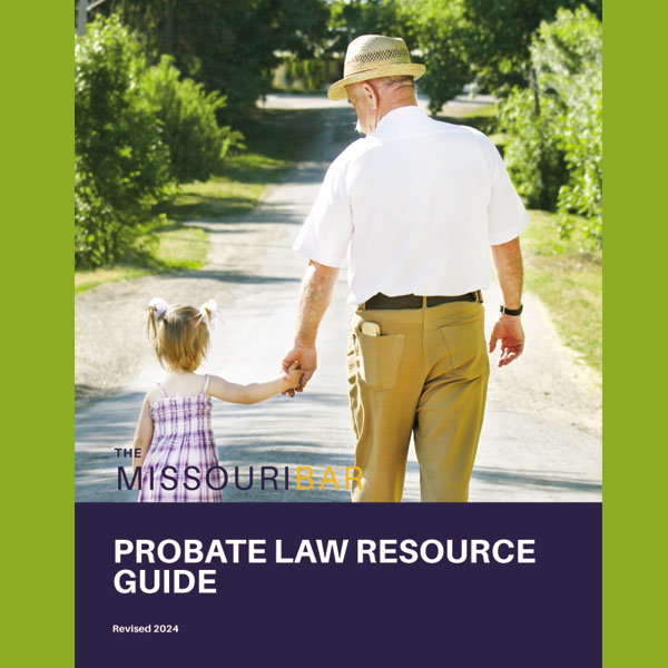 Probate Law Resource Guide publication cover image of older man holding young granddaughter's hand as they walk away from the camera depicting transfer of wealth through probate procedures.